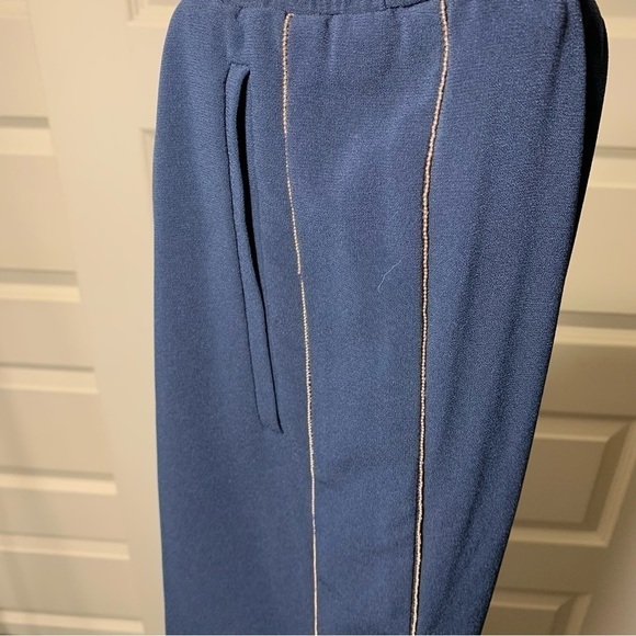 LIU-JO Milano Joggers Trousers Crêpe Navy Blue Gold Trim Pull on Pant Pockets S - Picture 11 of 15